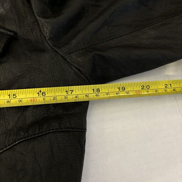 Kenneth Cole Genuine Leather Jacket Women's Small Black Button Biker Classic 90s - Picture 10 of 12